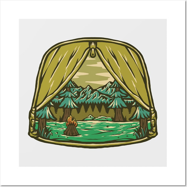 Tent Outdoor Badge Illustration Wall Art by 78soeef